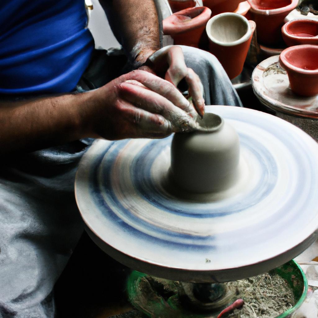 Potter creating intricate ceramic designs